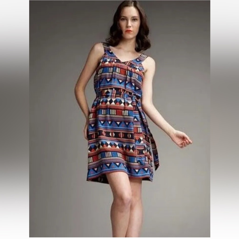 Marc by Marc Jacobs Tribal Printed Silk Dress Sleeveless Shift W/ Pockets